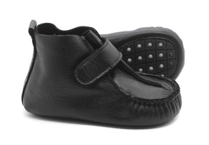 Black Non-Slip First Walking Shoes Klasikong Breathable Loop Sneakers, Baby Moccasins, Newborn Skin Slip