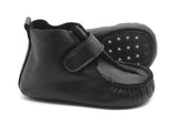 Black Non-Slip First Walking Shoes Classic Breathable Loop Sneakers, Baby Moccasins, Newborn Leather Slippers