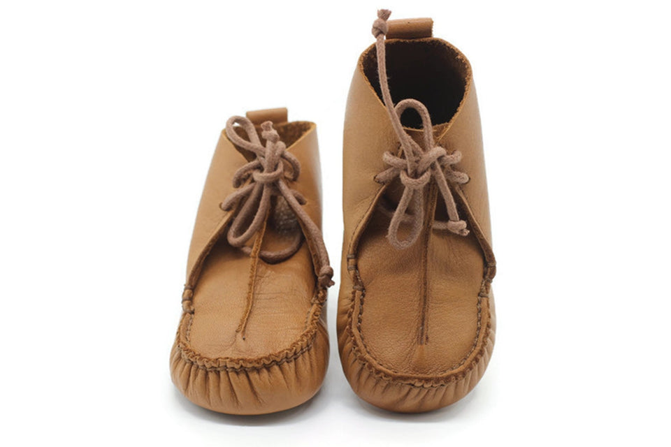 Svijetlo smeđe neklizajuće cipele za prvu hodanje Klasične patike s prozračnom kukom, mokasine za bebe, kožne papuče za novorođenče