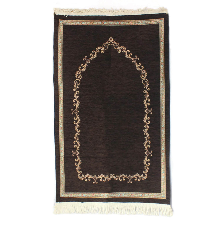 Dark Brown Door to Andalus Prayer Mat, Prayer Mat with Tasbeeh, Prayer Rug, Muslim Janamaz, Sajjada, Turkish Rug, Islamic Gift YSLM37
