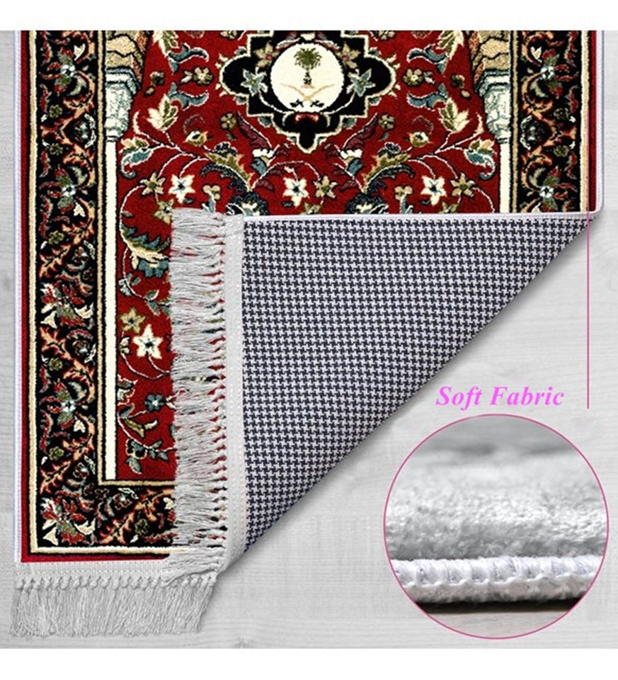 Clared Red Flowers of Mihrab Soft Padded Prayer Mat Prayer Mat With Tasbeeh Prayer Rug Muslim Janamaz Sajjada Turkish Rug Islamic Gift 1029