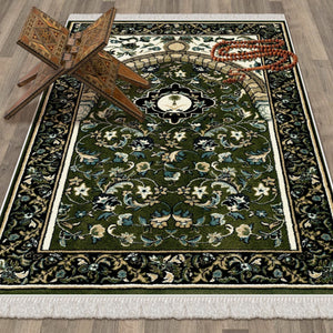 Green Flowers of Mihrab Carpet Prayer Mat Prayer Mat With Tasbeeh Prayer Rug Muslim Janamaz Sajjada Turkish Rug Islamic Gift 1029 - islamicbazaar