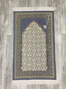 Grey Andalus Flowers Prayer Mat, Prayer Mat with Tasbeeh, Prayer Rug, Muslim Janamaz, Namaz Rug, Musallah, Islamic Gift - islamicbazaar