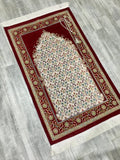 Red Andalus Flowers Prayer Mat, Prayer Mat with Tasbeeh, Prayer Rug, Muslim Janamaz, Namaz Rug, Musallah, Islamic Gift