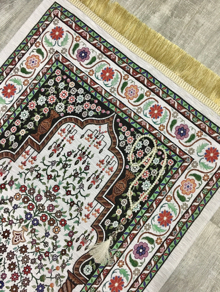 Little Flowers Prayer Mat, Prayer Mat with Tasbeeh, Prayer Rug, Muslim Janamaz, Namaz Rug, Musallah, Islamic Gift