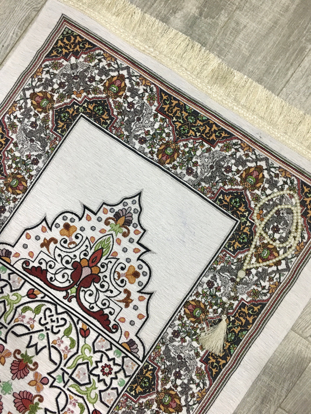 Traditional Designed Prayer Mat, Prayer Mat with Tasbeeh, Prayer Rug, Muslim Janamaz, Namaz Rug, Musallah, Islamic Gift