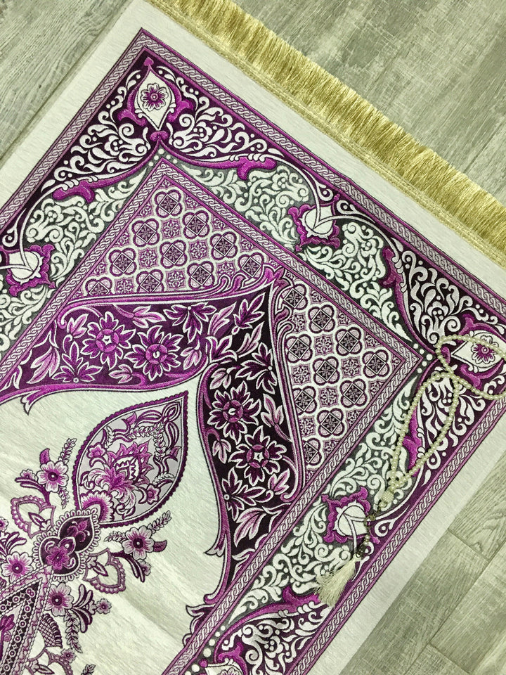 Violet Dream Prayer Mat, Prayer Mat with Tasbeeh, Prayer Rug, Muslim Janamaz, Namaz Rug, Musallah, Islamic Gift