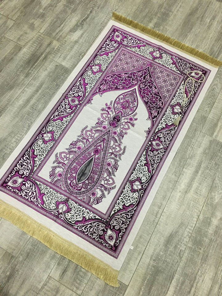 Violet Dream Prayer Mat, Prayer Mat with Tasbeeh, Prayer Rug, Muslim Janamaz, Namaz Rug, Musallah, Islamic Gift