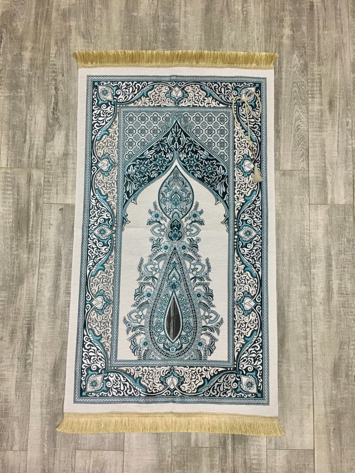 Turquoise Dream Prayer Mat, Prayer Mat with Tasbeeh, Prayer Rug, Muslim Janamaz, Namaz Rug, Musallah, Islamic Gift