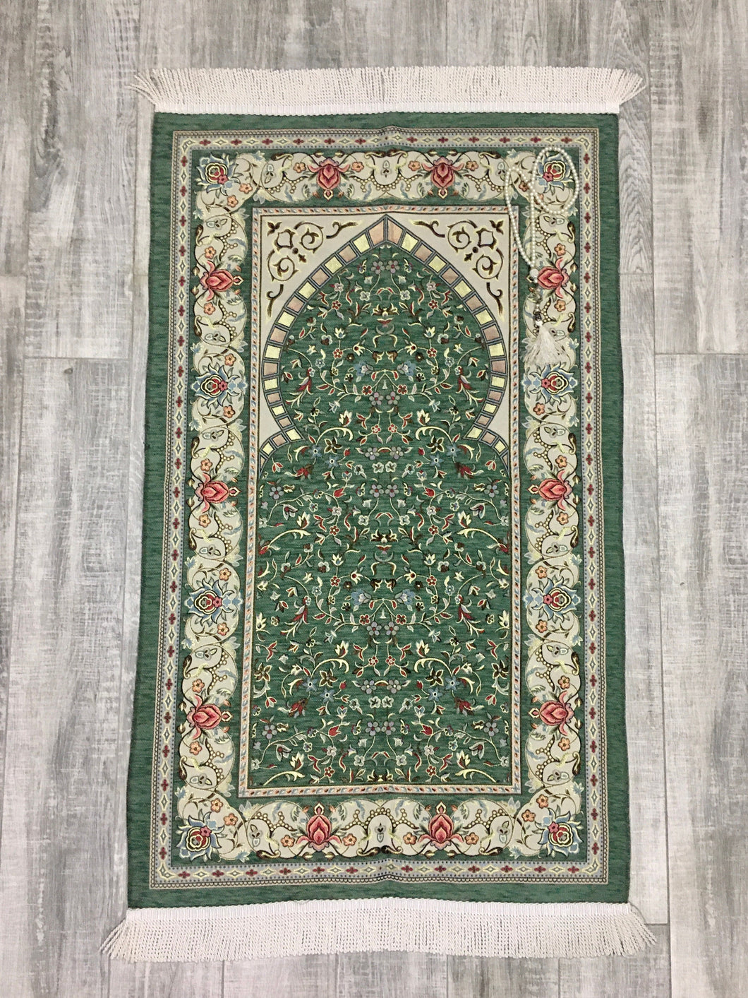 Classy Green Prayer Mat, Prayer Mat with Tasbeeh, Prayer Rug, Muslim Janamaz, Namaz Rug, Musallah, Islamic Gift