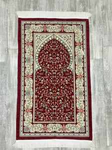 Classy Red Prayer Mat, Prayer Mat with Tasbeeh, Prayer Rug, Muslim Janamaz, Namaz Rug, Musallah, Islamic Gift - islamicbazaar