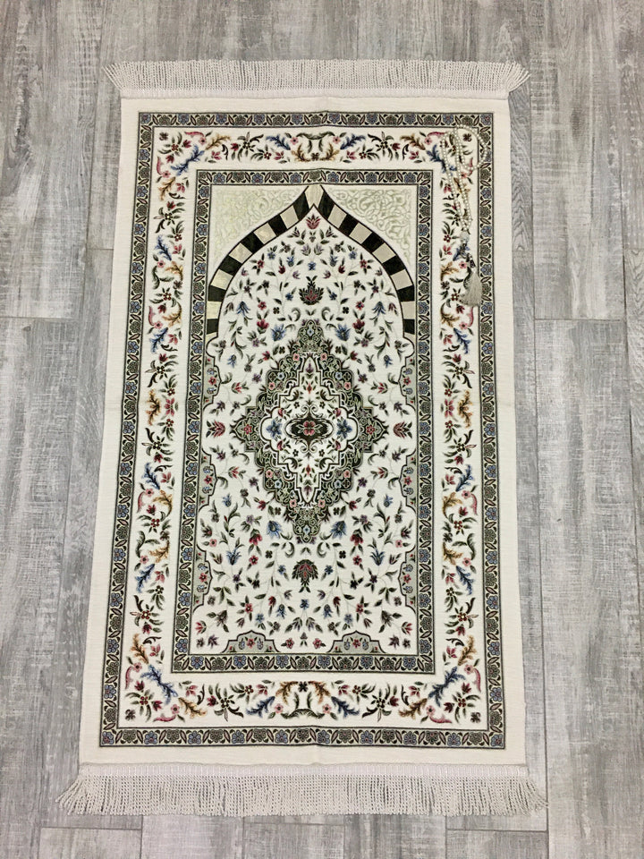 White Tulip Garden Prayer Mat, Prayer Mat with Tasbeeh, Prayer Rug, Muslim Janamaz, Namaz Rug, Musallah, Islamic Gift - islamicbazaar