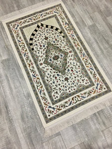 White Tulip Garden Prayer Mat, Prayer Mat with Tasbeeh, Prayer Rug, Muslim Janamaz, Namaz Rug, Musallah, Islamic Gift - islamicbazaar