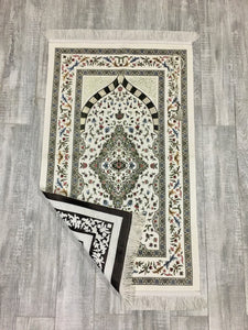 White Tulip Garden Prayer Mat, Prayer Mat with Tasbeeh, Prayer Rug, Muslim Janamaz, Namaz Rug, Musallah, Islamic Gift - islamicbazaar