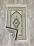 White Tulip Garden Prayer Mat, Prayer Mat with Tasbeeh, Prayer Rug, Muslim Janamaz, Namaz Rug, Musallah, Islamic Gift - islamicbazaar