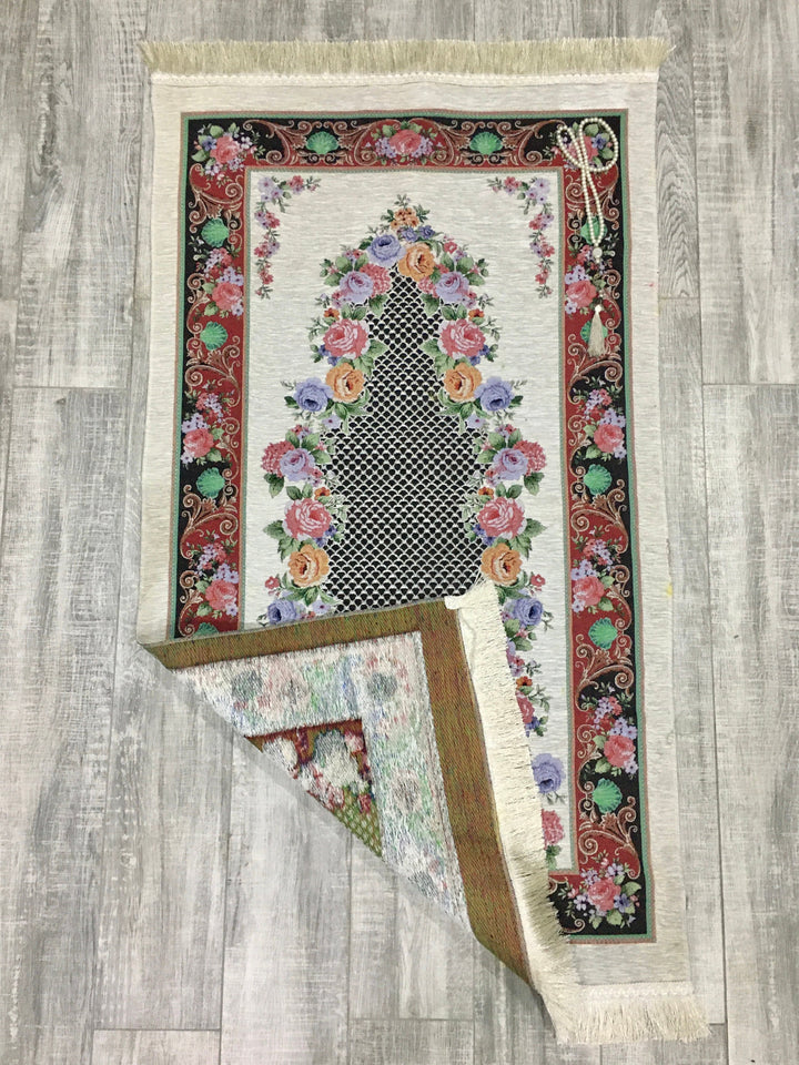 Colorful Roses Prayer Mat, Prayer Mat with Tasbeeh, Prayer Rug, Muslim Janamaz, Namaz Rug, Musallah, Islamic Gift