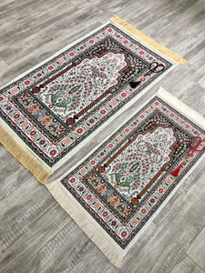 Peafowl Family Prayer Mat Set, Mother and Daughter Prayer Rug, Father and Son Janamaz,  Musallah, Sajjada, Prayer Rug, Salat