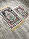 Peafowl Family Prayer Mat Set, Mother and Daughter Prayer Rug, Father and Son Janamaz,  Musallah, Sajjada, Prayer Rug, Salat
