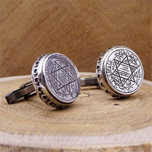 Hz  Suleiman's Seal Silver Cufflink, Handmade 925 Sterling Silver, Men Cufflinks, Groom, Cufflinks for Men, Silver Cufflinks, Gift for Him.