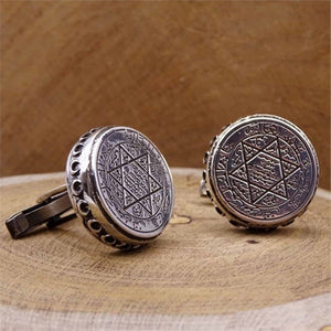 Hz  Suleiman's Seal Silver Cufflink, Handmade 925 Sterling Silver, Men Cufflinks, Groom, Cufflinks for Men, Silver Cufflinks, Gift for Him.