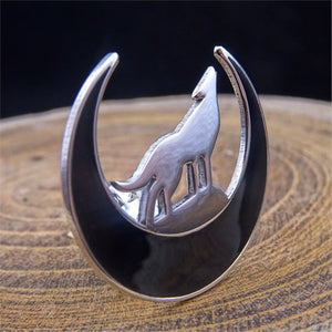 Crescent and Wolf Handmade 925 Sterling Silver Badge-2, Badge for Men, Silver Badges, Gift for Him.