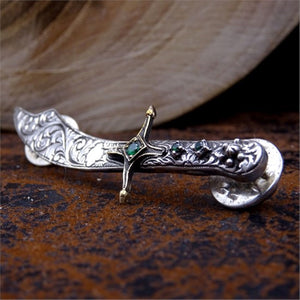 Ottoman Sword Handmade 925 Sterling Silver Badge, Badge for Men, Silver Badges, Gift for Him.