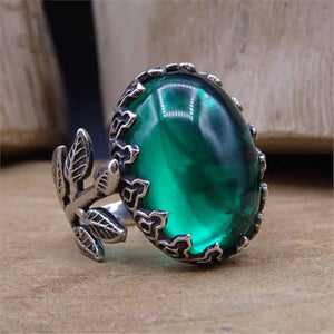 Anillo de plata esterlina con cúpula verde, anillo de mujer, anillo con hojas, anillo de piedras preciosas, regalo para ella, regalo ideal, anillo delicado, novia, regalo de joyería