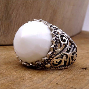 Anillo de plata de ley 925 hecho a mano con cúpula blanca lechosa, regalo ideal, regalo de joyería, regalo para ella, anillo delicado, regalo de aniversario