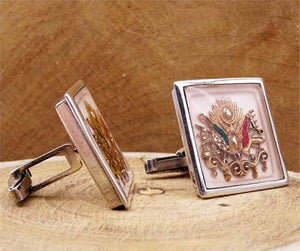 Square Ottoman Flag Silver Cufflink, Handmade 925 Sterling Silver Cufflinks, Men Cufflinks, Gift for Him, Best Man Gift, Groom Cufflinks