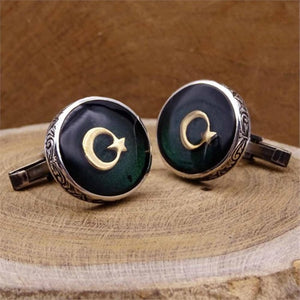 Crescent&Star Silver Cufflink, Handmade 925 Sterling Silver, Men Cufflinks, Best Man Gift,  Anniversary gift, Groom Cufflinks, Gift for Him.