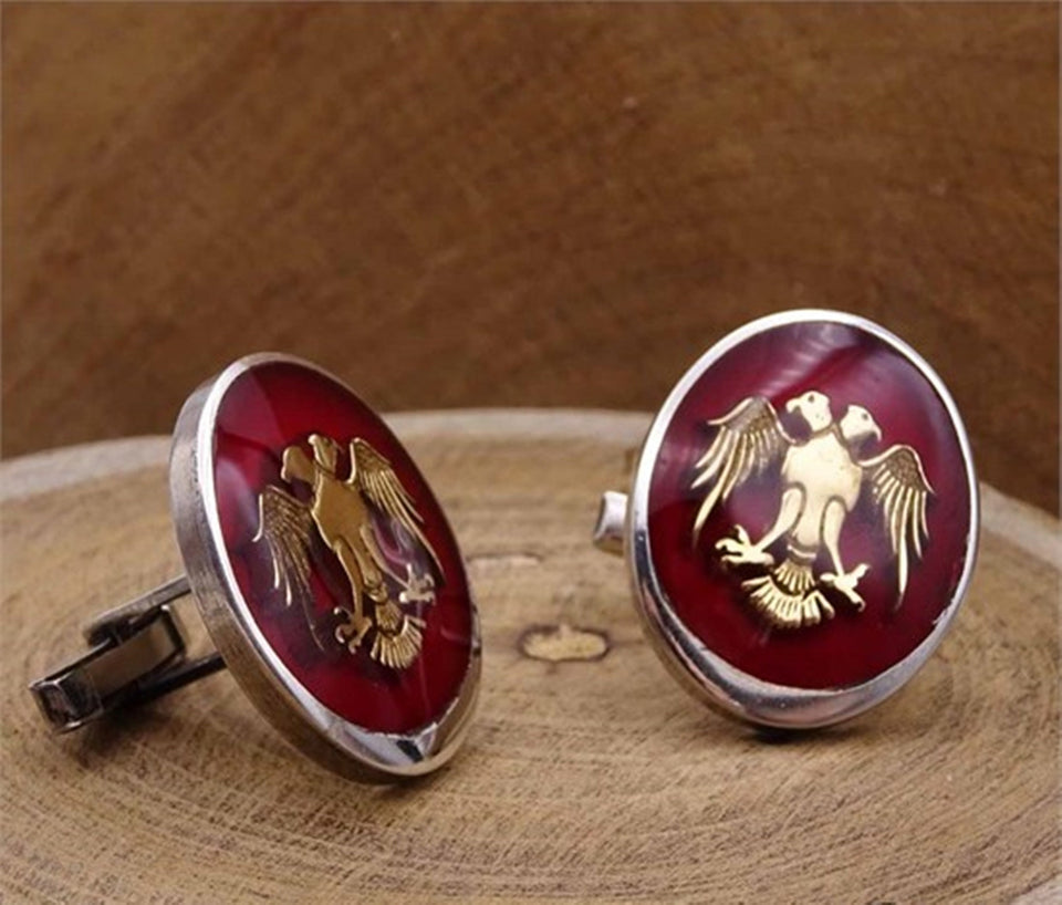 Red Seljuk Eagle Silver Cufflink, Handmade 925 Sterling Silver, Groom Gift, Cufflinks for Men, Best Man Gifts, Groom Cufflinks, Gift for Him