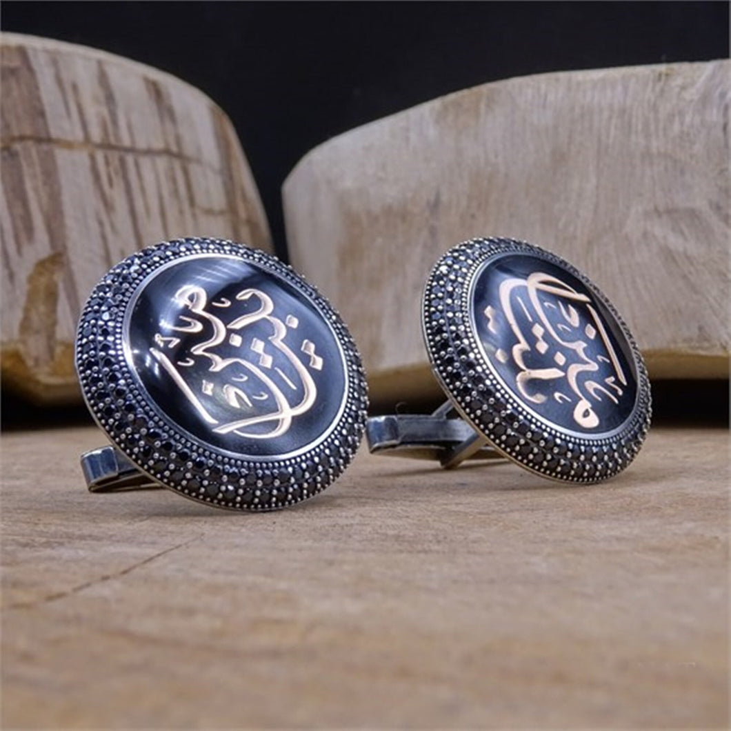 Personalized Round Name Silver Cufflinks, Groom Cufflinks, Wedding Gifts, Cufflinks for Men, Gift for Him, Groomsman Cufflink, Best Man