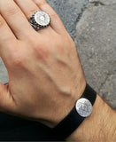 Seal of the Hz  Suleman Silver Bracelet and Ring Set, Handmade 925 Sterling Silver, Silver Jewelry for Men, Silver Bracelet, Gift for Him.