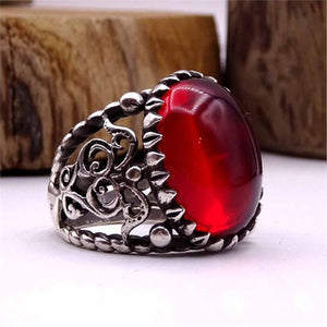 Fire Red Amber Tasbeeh and Ring Set, Handmade 925 Sterling Silver, Silver Jewelry for Men, Silver Tasbeeh and Ring, Muslim Gift