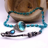 Turquoise Amber Tasbeeh and Ring Set, Handmade 925 Sterling Silver, Silver Jewelry for Men, Silver Tasbeeh and Ring, Muslim Gift