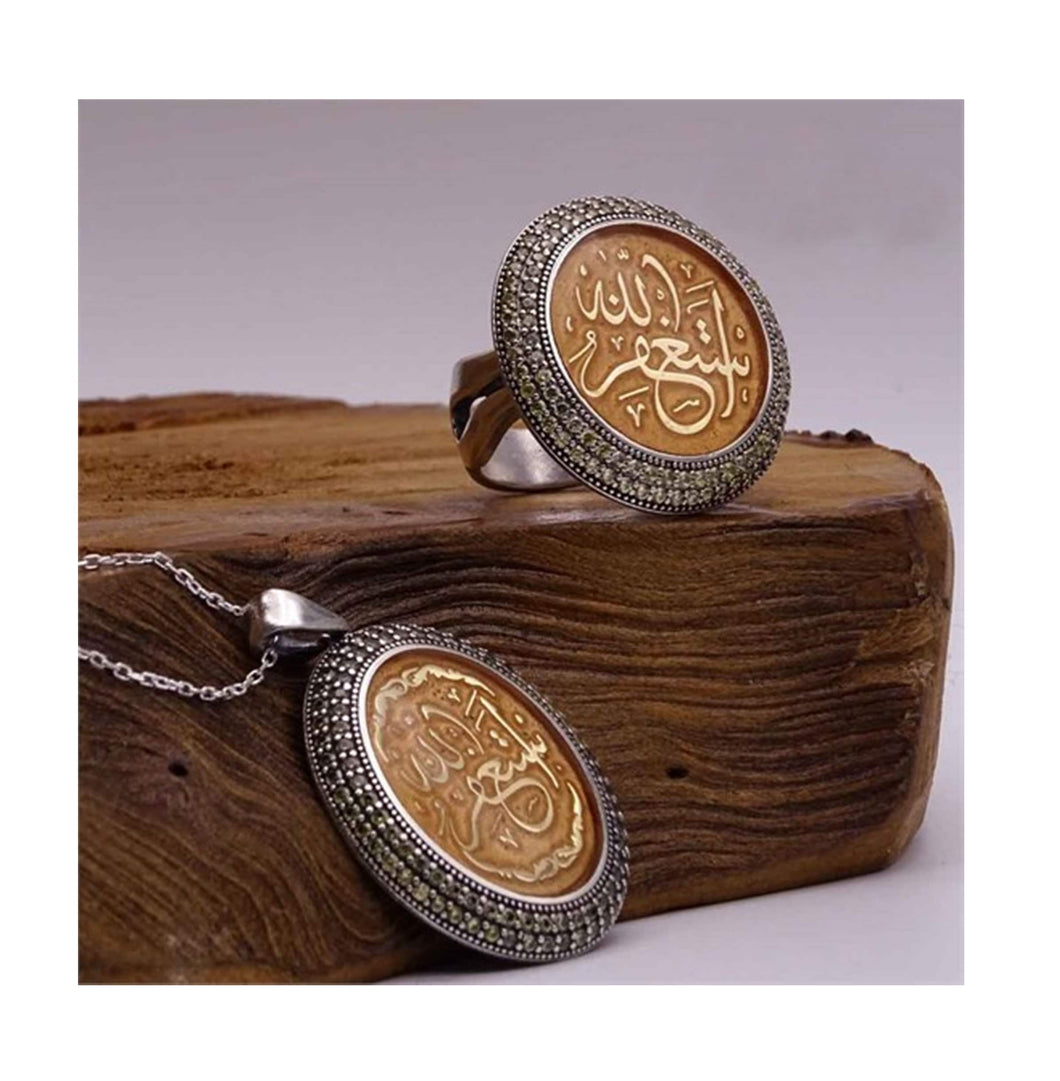 Orange Silver Women  Necklace and Ring Set, Handmade 925 Sterling Silver, Silver Jewelry for Women, Silver Ring,  Gift for Her