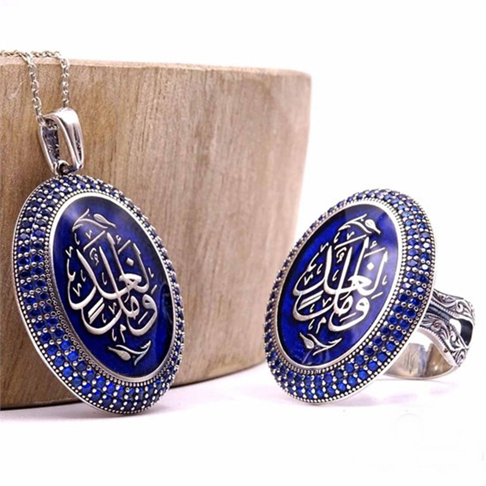 Sapphire Silver Women  Necklace and Ring Set, Handmade 925 Sterling Silver, Silver Jewelry for Women, Silver Ring,  Gift for Her