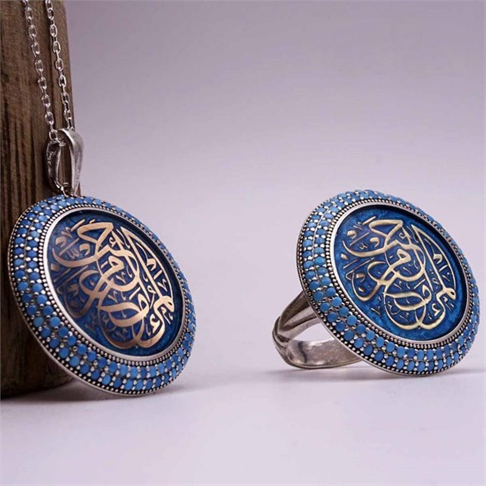 Turquoise Silver Women  Necklace and Ring Set, Handmade 925 Sterling Silver, Silver Jewelry for Women, Silver Ring,  Gift for Her