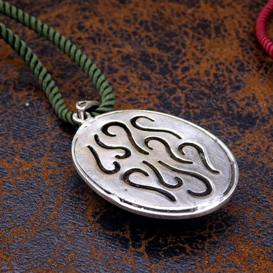 Green Agate Necklace, Handmade Ottoman Calligraphy Necklace, Silver Necklace, Personalized Name Jewelry, Custom Jewelry, Name Charm