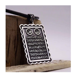 Embroidered Rectangle Classic Handmade 925 Sterling Silver Medallion, Necklace, Silver Pendant , Embroidered Jewelry, Gift for Muslim