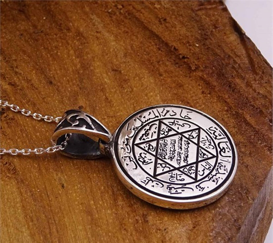 Seal of the Suleiman Handmade 925 Sterling Silver Medallion, Necklace, Silver Pendant , Embroidered Jewelry, Gift for Muslim