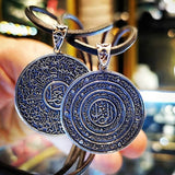 Round Handmade 925 Sterling Silver Medallion, Necklace, Silver Pendant , Personalized, Embroidered Jewelry, Gift for Muslim