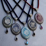 Dark Blue Personalized Silver Necklace, Pendant, Gift for Her, Evil Eye Prayer, Ideal Gift, Islamic Gift, Silver Chain, Gift Jewelry, 004