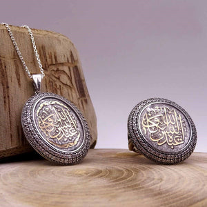 Beige Silver Women  Necklace and Ring Set, Handmade 925 Sterling Silver, Silver Jewelry for Women, Silver Ring,  Gift for Her