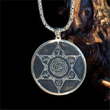 Star of David Necklace, 925 Sterling Silver Medallion with Kalima Tauheed, Silver Pendant, Embroidered Jewelry, Gift for Muslim