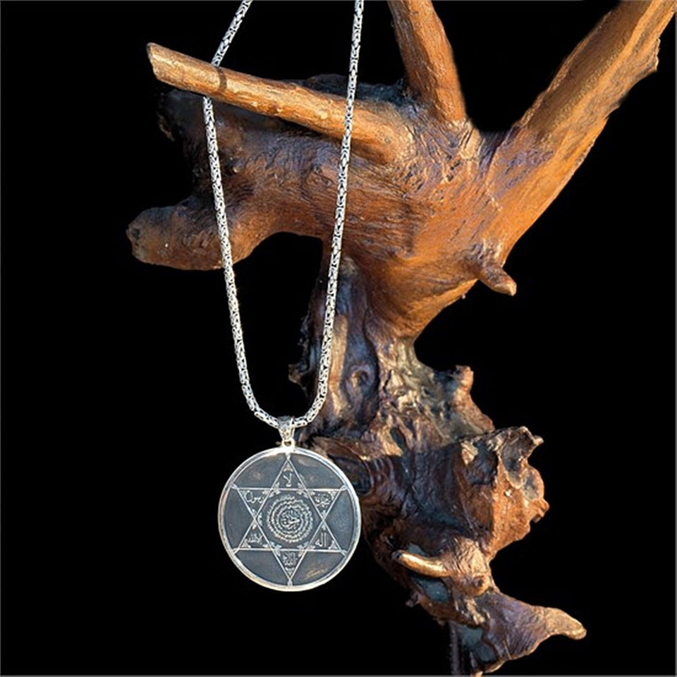 Star of David Necklace, 925 Sterling Silver Medallion with Kalima Tauheed, Silver Pendant, Embroidered Jewelry, Gift for Muslim