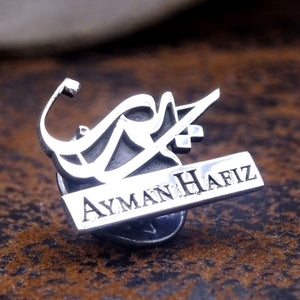 Special Name Embroidered 925 Sterling Silver Badge, Groom Gifts, Groomsman Gifts, Silver Brooch, Badge for Men, Silver Badges, Gift for Him.