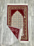 Red Andalus Flowers Prayer Mat, Prayer Mat with Tasbeeh, Prayer Rug, Muslim Janamaz, Namaz Rug, Musallah, Islamic Gift