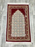 Red Andalus Flowers Prayer Mat, Prayer Mat with Tasbeeh, Prayer Rug, Muslim Janamaz, Namaz Rug, Musallah, Islamic Gift