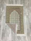 Olive Green Andalus Flowers Prayer Mat, Prayer Mat with Tasbeeh, Prayer Rug, Muslim Janamaz, Namaz Rug, Musallah, Islamic Gift